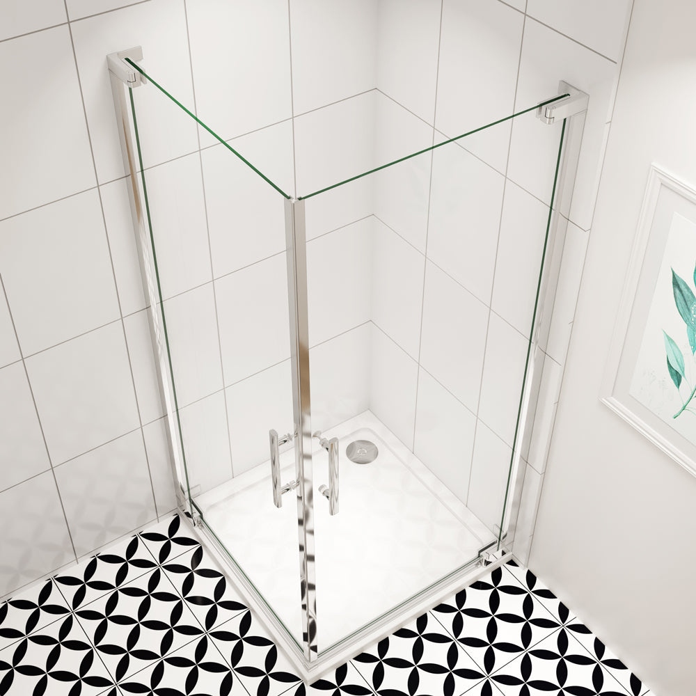 Duschkabine Eckeinstieg Duschabtrennung 90x90 cm Chrom 8 mm NANO Glas H.185 cm