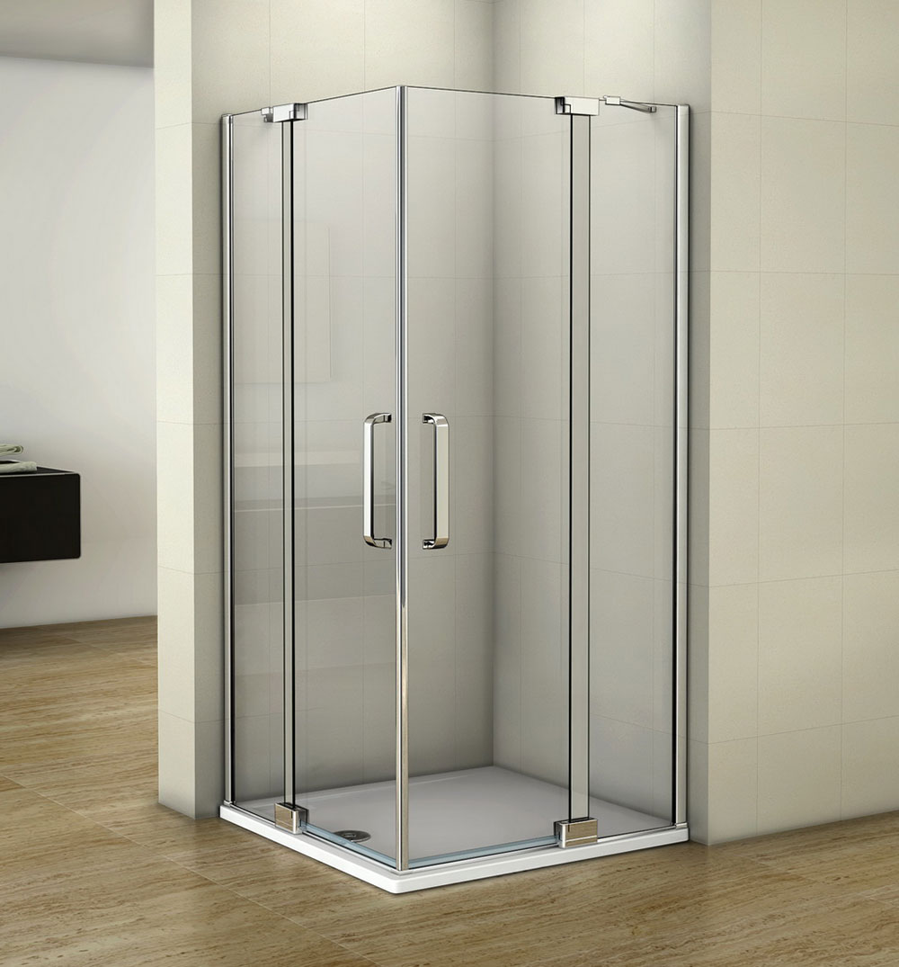 Nischentür Duschtür Dusche Duschwand 8mm NANO Glas H.195cm 80/90/100cm - Eckeinstieg 80x80 cm
