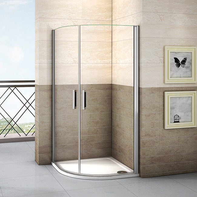 Viertelkreis Duschkabine Runddusche 90x90 Eckeinstieg Duschabtrennung H.195cm - 80x80 cm