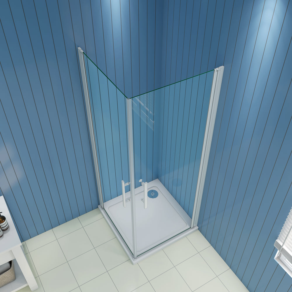 Duschkabine Eckeinstieg Duschabtrennung 90x90 cm Weiß 5 mm Glas H.185 cm