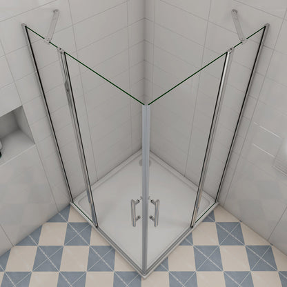 Duschkabine Eckeinstieg Duschabtrennung 120x120 cm Chrom 6 mm NANO Glas H.195 cm