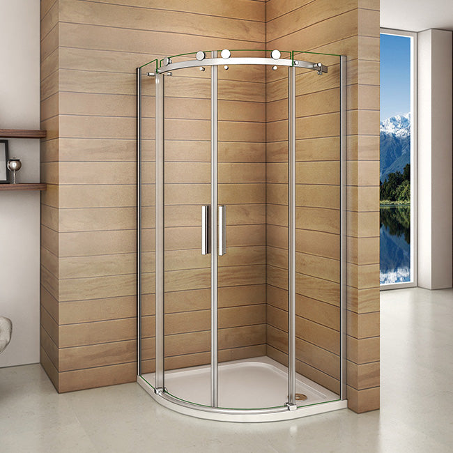 Viertelkreis Duschkabine 90x90 Duschabtrennung Runddusche Schiebetür Dusche Duschwand H.195cm