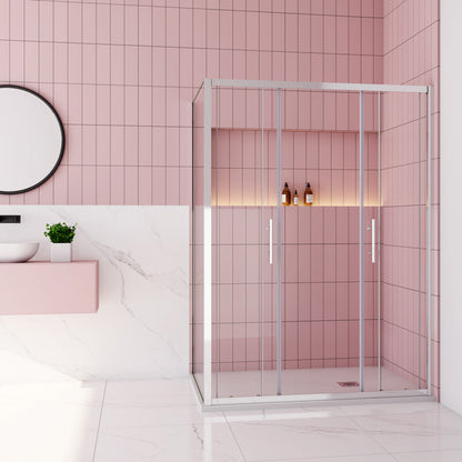 Duschabtrennung Duschtür+Seitenwand 120x70 cm Höhe 190 cm Schiebetür Dusche Duschkabine