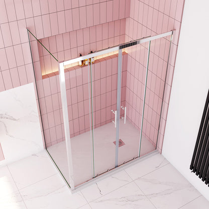 Duschtür+Seitenwand Schiebetür 160x80 cm Höhe 190 cm Dusche Duschabtrennung Duschkabine
