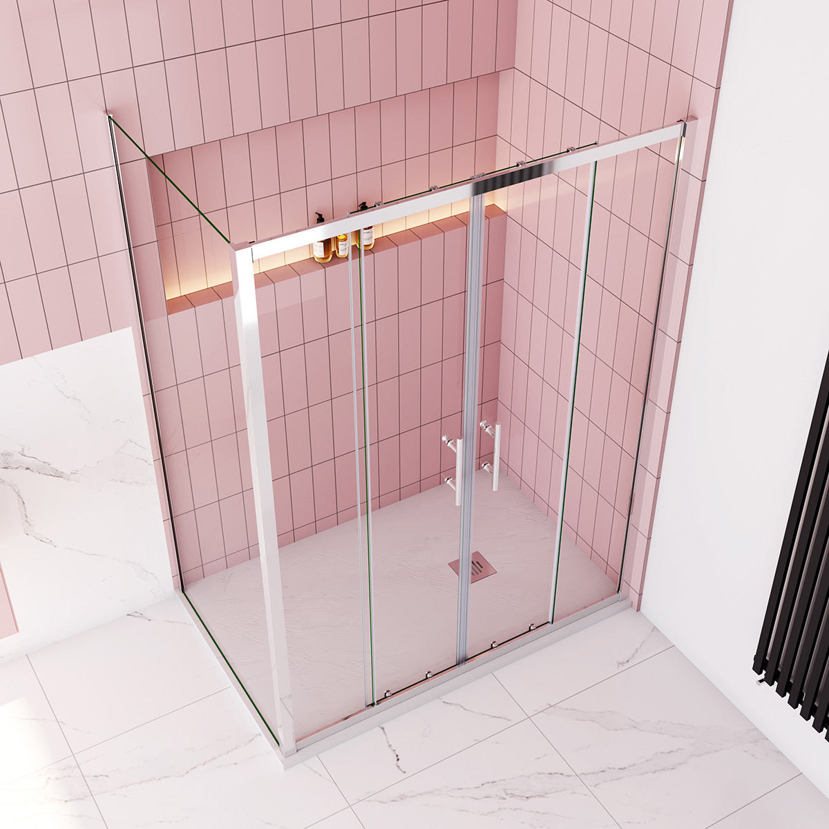 Duschtür+Seitenwand Schiebetür 120x70 cm Höhe 190 cm Dusche Duschabtrennung Duschkabine