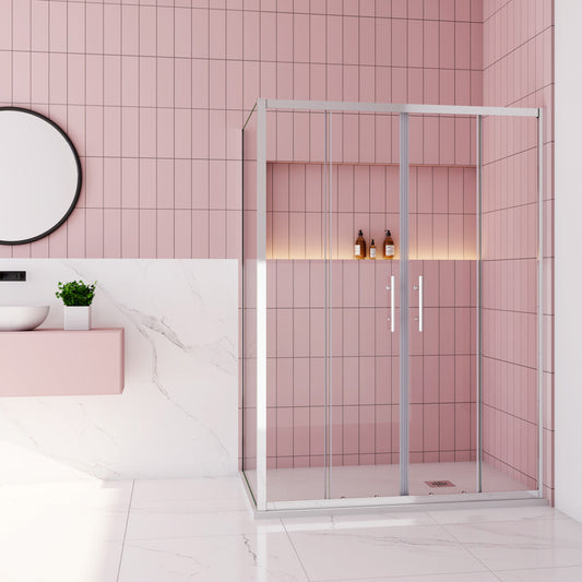 Duschtür+Seitenwand Dusche Duschabtrennung 120x80 cm Höhe 190 cm Schiebetür Duschkabine