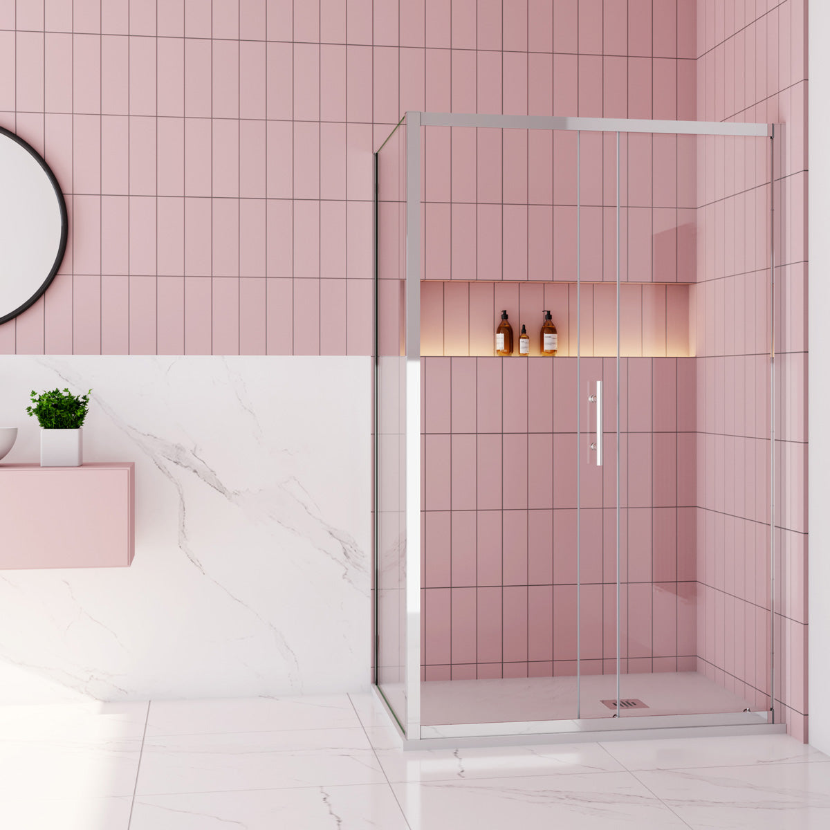 Duschabtrennung Duschtür+Seitenwand 120x80 cm Höhe 190 cm Schiebetür Dusche Duschkabine