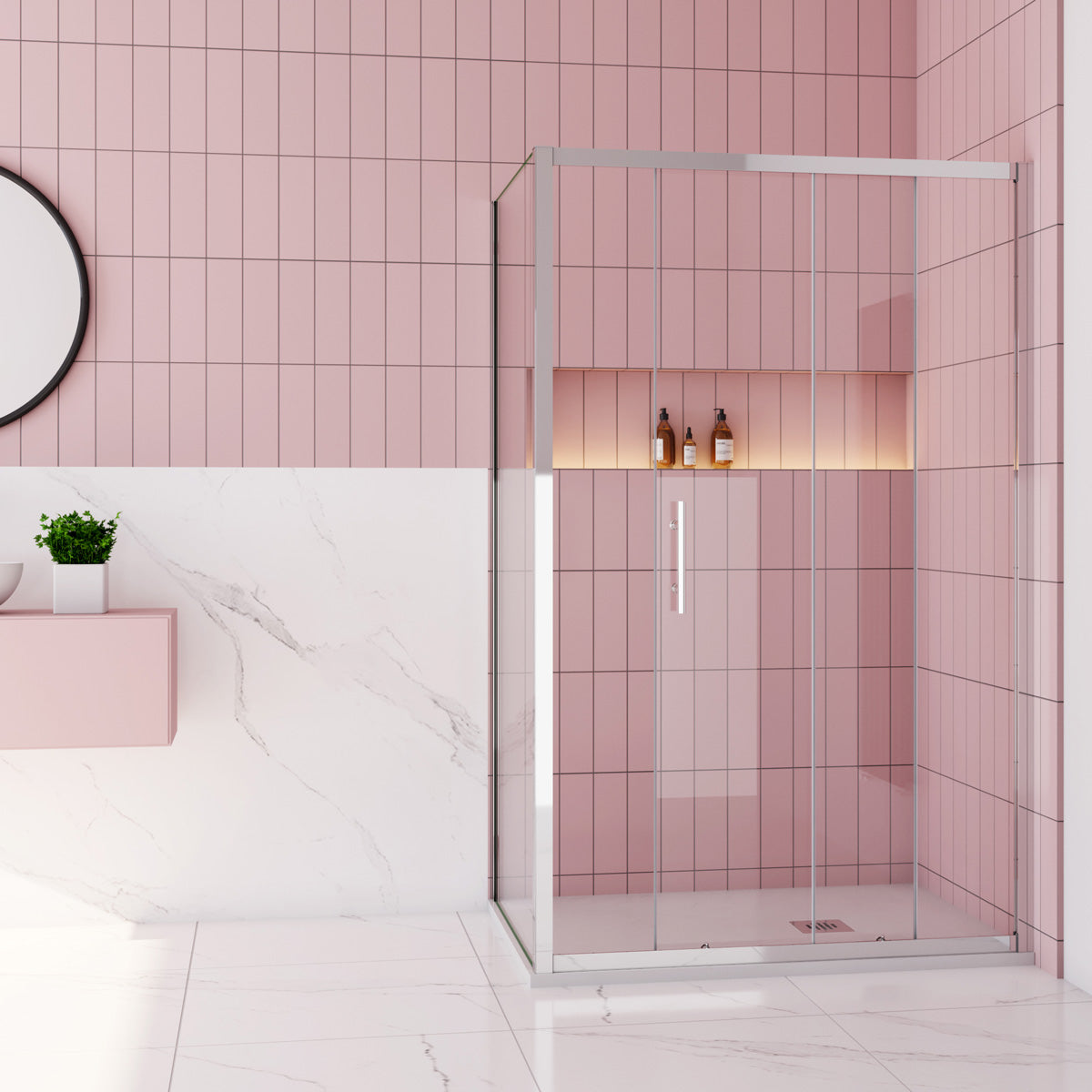 Duschtür+Seitenwand Duschkabine Dusche 120x80 cm Höhe 190 cm Schiebetür Duschabtrennung