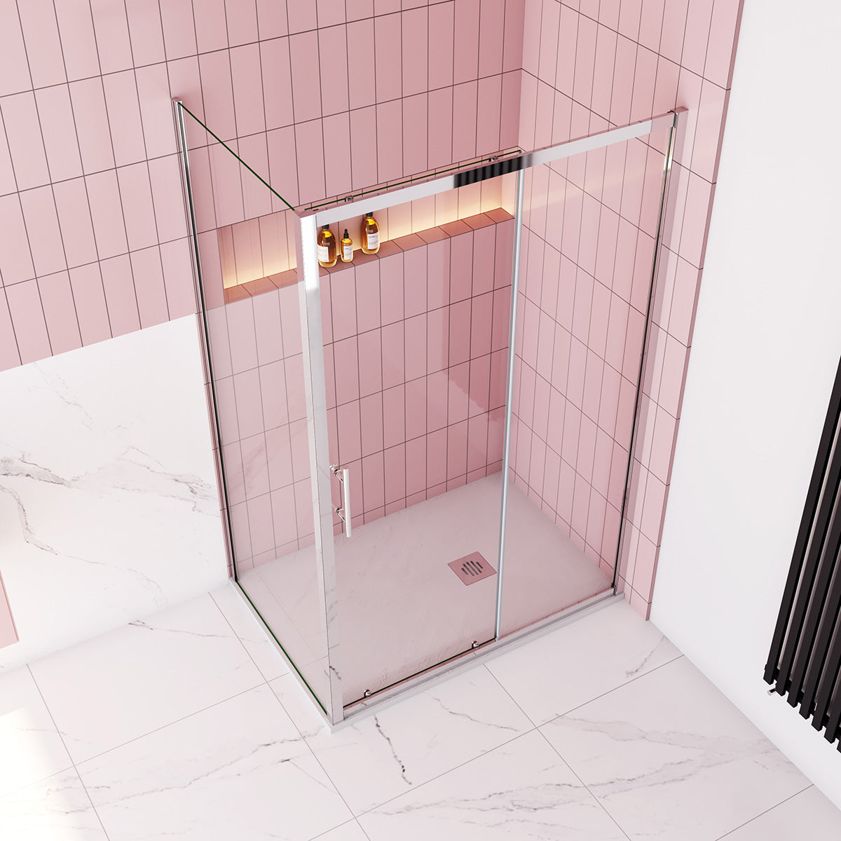 Duschtür+Seitenwand Schiebetür 100x70 cm Höhe 190 cm Dusche Duschabtrennung Duschkabine