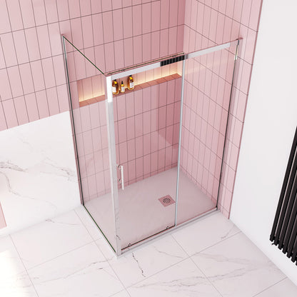 Duschtür+Seitenwand 110x70 cm Höhe 190 cm Schiebetür Dusche Duschabtrennung Duschkabine
