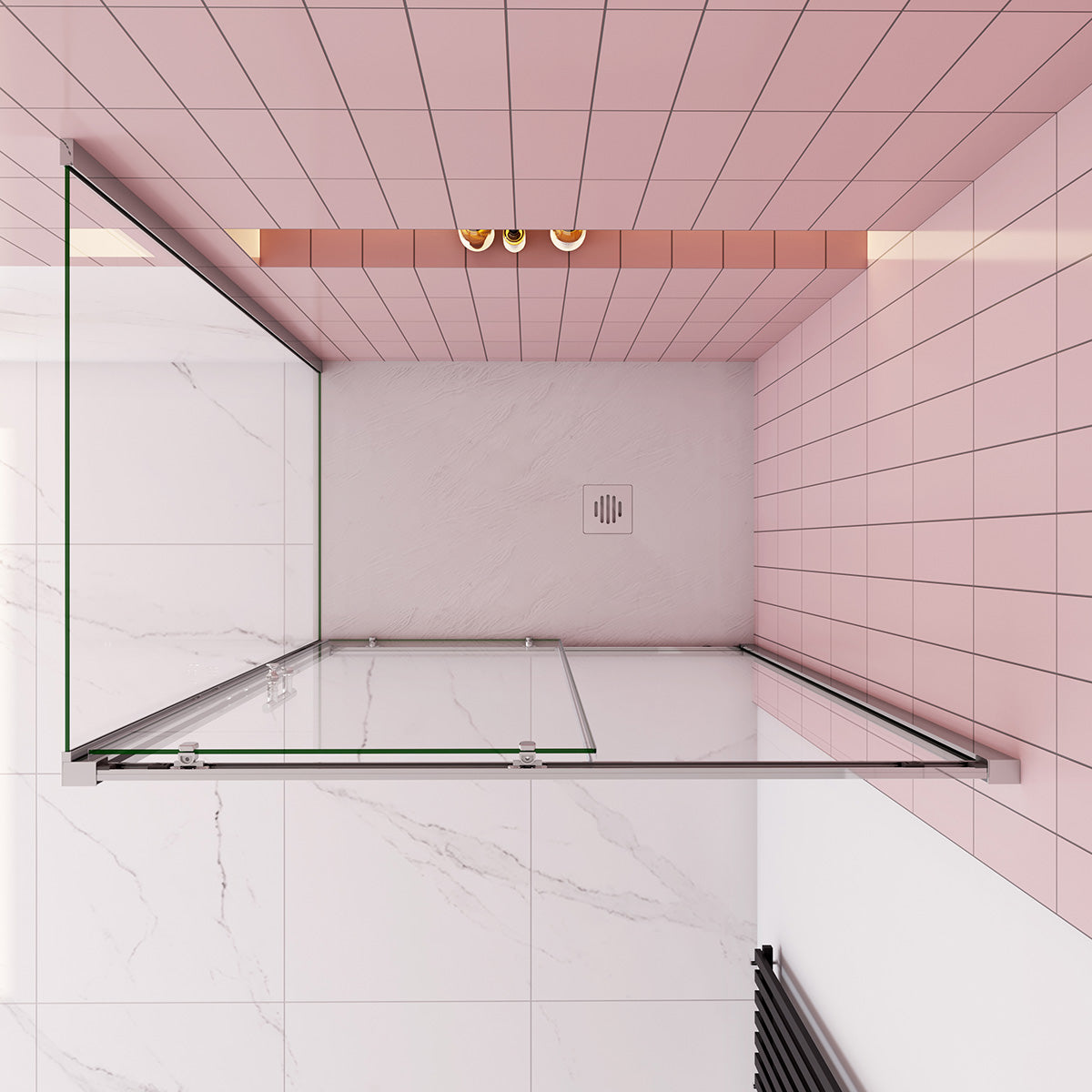 Duschtür+Seitenwand Duschkabine 110x80 cm Höhe 190 cm Schiebetür Dusche Duschabtrennung