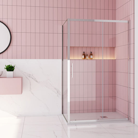 Duschtür+Seitenwand Dusche Duschabtrennung 120x80 cm Höhe 190 cm Schiebetür Duschkabine