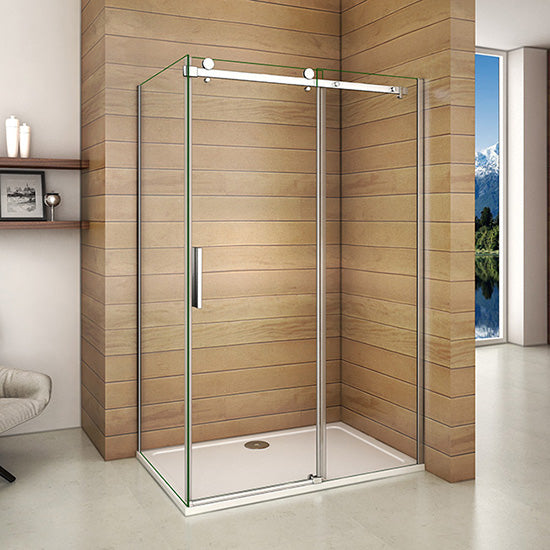 Duschkabine Schiebetür Dusche H.195cm Duschwand Duschtür ESG Sicherheitsglas - L.160 cm / mit Seitenwand L.100 cm