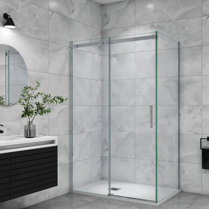 Duschabtrennung Duschkabine Duschtür+Seitenwand Schiebetür Dusche 140x90 cm Glasstärke 6mm