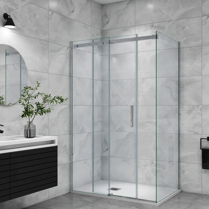 Duschtür+Seitenwand Dusche Duschabtrennung Duschkabine 130x100 cm Glasstärke 6mm Schiebetür