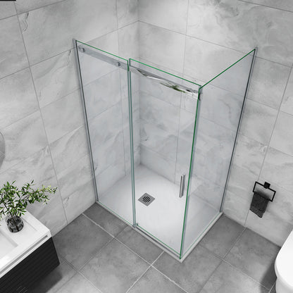 Duschtür+Seitenwand 160x100 cm Glasstärke 6mm Dusche Duschabtrennung Duschkabine Schiebetür