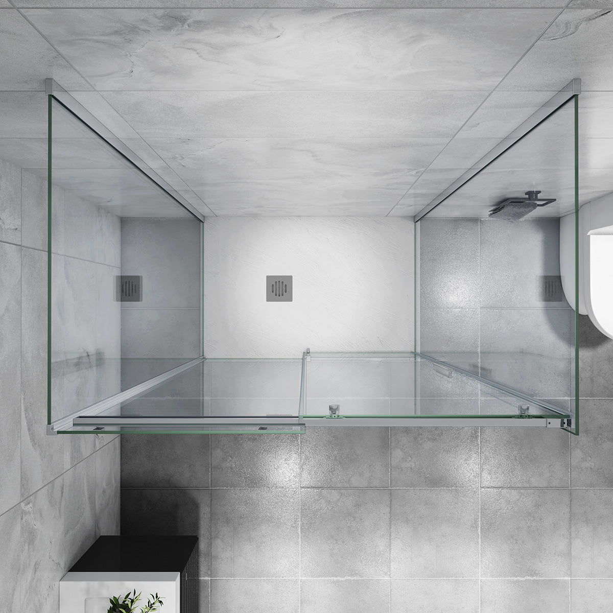 Duschabtrennung U-Form 130x90 cm Glasstärke 6mm Schiebetür Seitenwand Dusche Duschkabine