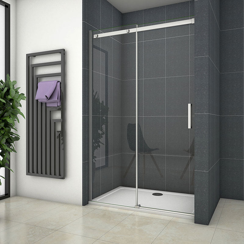 Duschkabine Schiebetür Dusche mit Seitenwand H.195cm 8mm NANO-Glas - L.100 cm / Ohne Seitenwand
