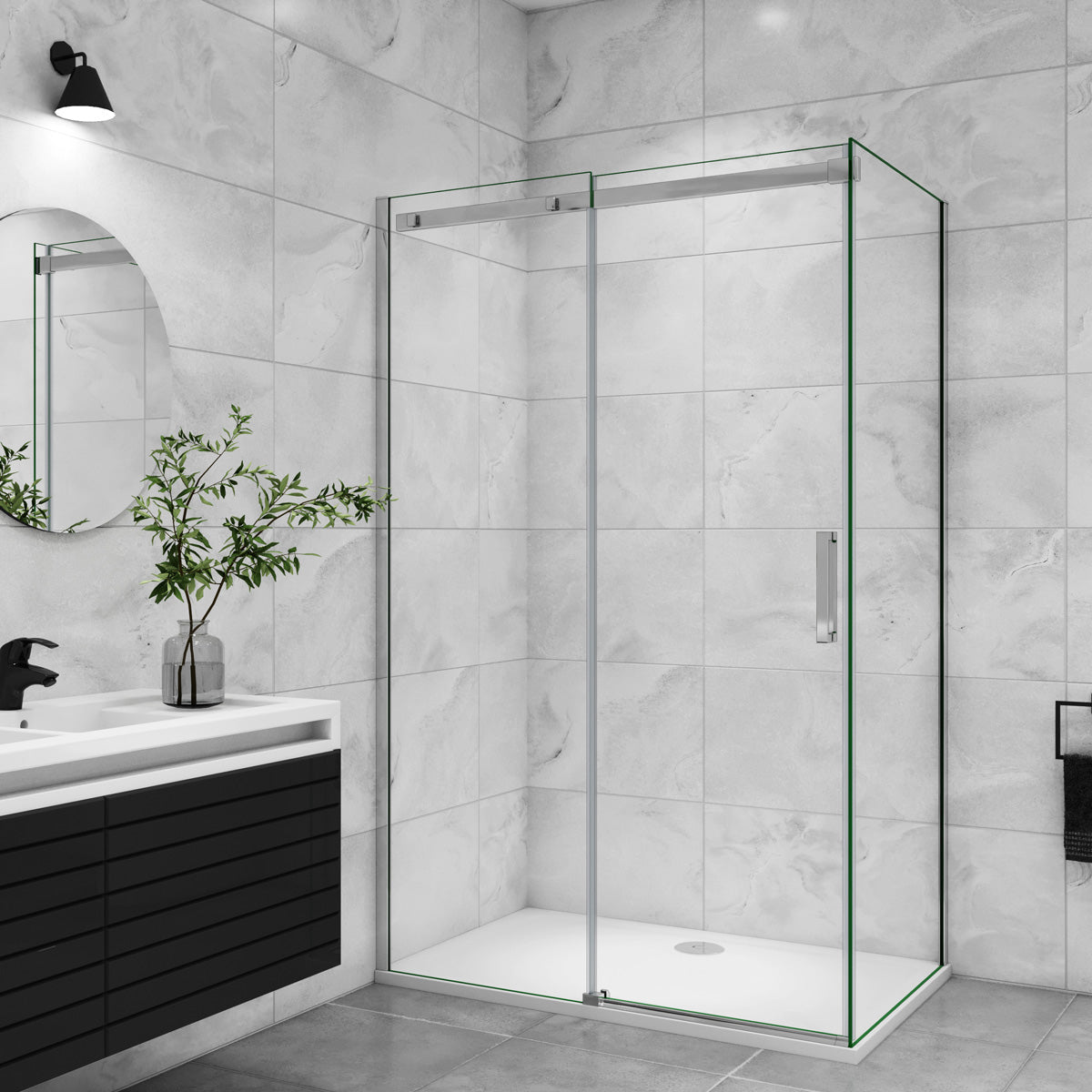 Duschtür+Seitenwand Dusche Duschabtrennung Duschkabine 120x80 cm Glasstärke 8mm Schiebetür