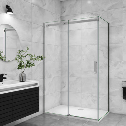 Duschtür+Seitenwand Dusche Duschabtrennung Duschkabine 160x90 cm Glasstärke 8mm Schiebetür