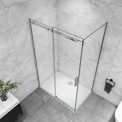 Duschtür+Seitenwand Dusche Duschabtrennung 120x100 cm Glasstärke 8mm Schiebetür Duschkabine