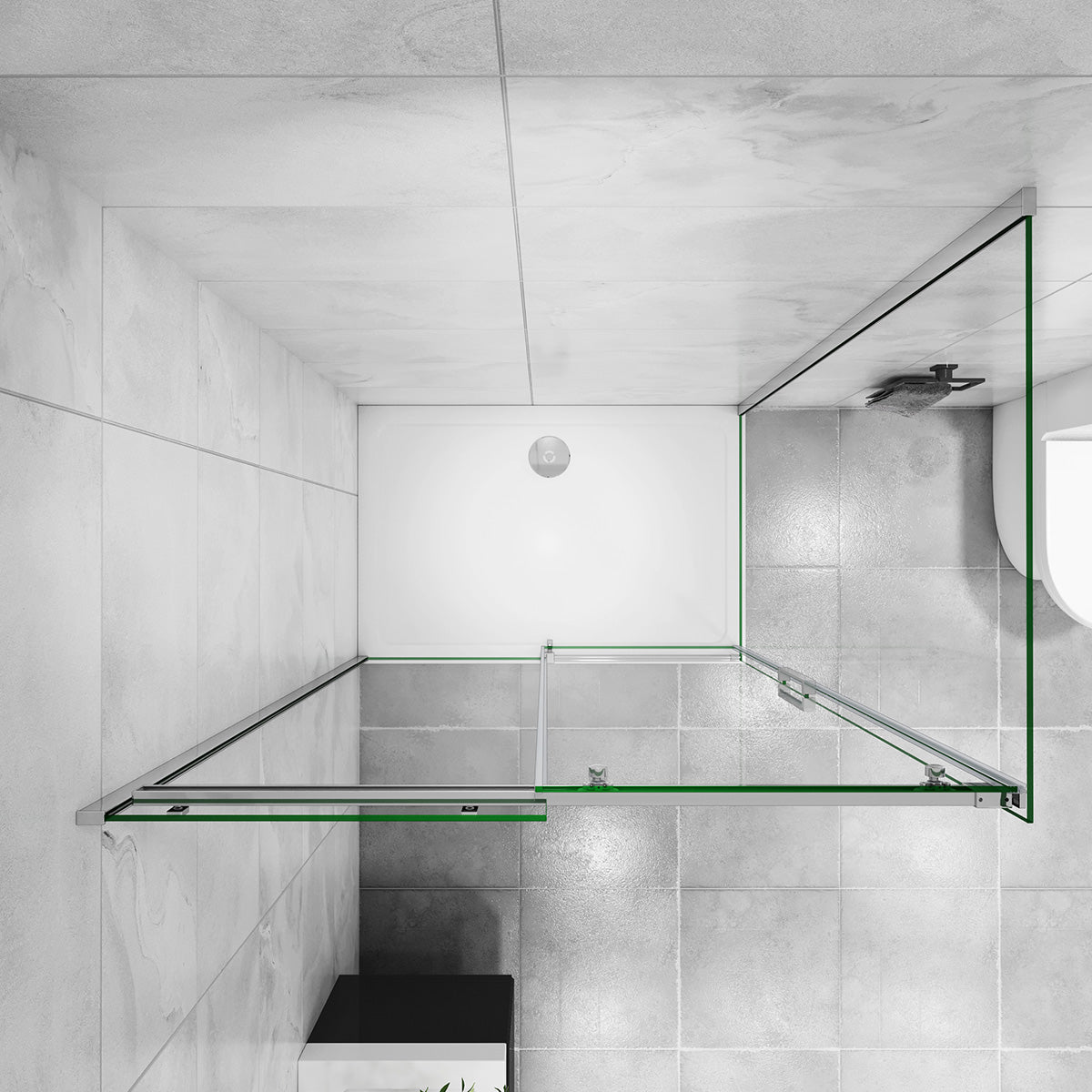 Duschtür+Seitenwand Schiebetür Duschkabine Dusche Duschabtrennung 140x80 cm Glasstärke 8mm