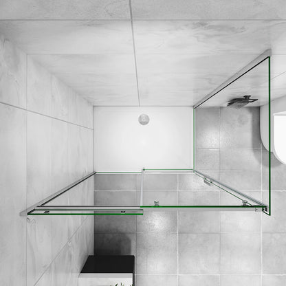Duschabtrennung Duschtür+Seitenwand 100x80 cm Glasstärke 8mm Schiebetür Dusche Duschkabine