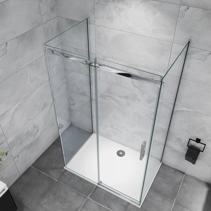 U-Form 110x80 cm Glasstärke 8mm Dusche Duschabtrennung Duschkabine Schiebetür Seitenwand