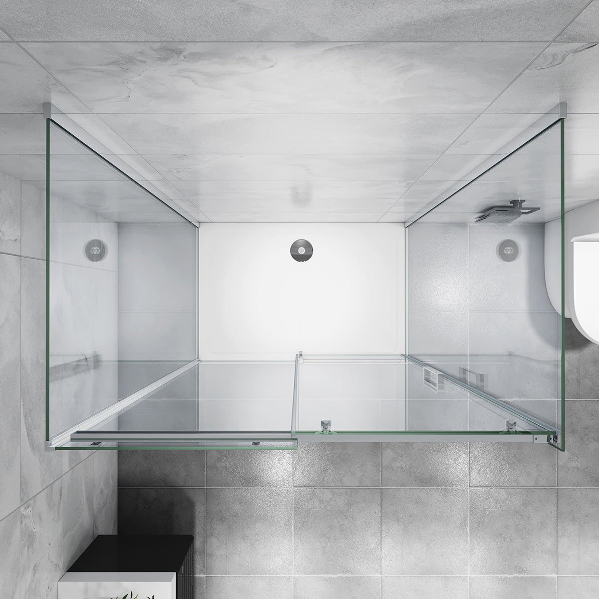 Duschabtrennung U-Form 100x80 cm Glasstärke 8mm Schiebetür Seitenwand Dusche Duschkabine