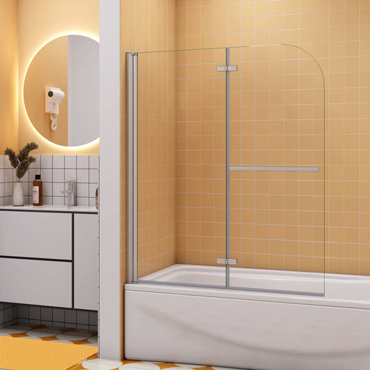 Badewannenaufsatz 6 mm NANO Glas 120 cm Chrom Duschwand für Badewanne H.140 cm