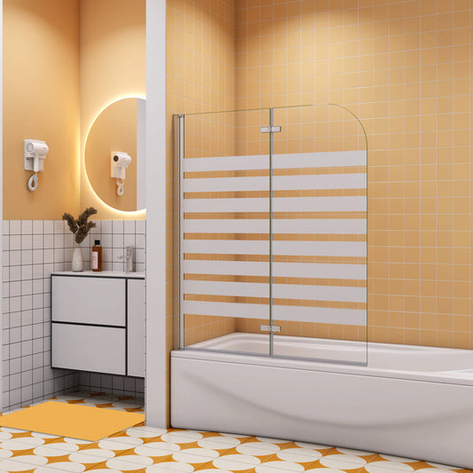 Badewannenaufsatz 6 mm NANO Glas 120 cm Chrom Duschwand für Badewanne H.140 cm