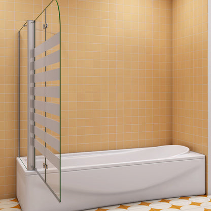 Badewannenfaltwand mit Seitenwand Duschwand für Badewanne 120 cm Chrom 6 mm NANO Glas H.140 cm