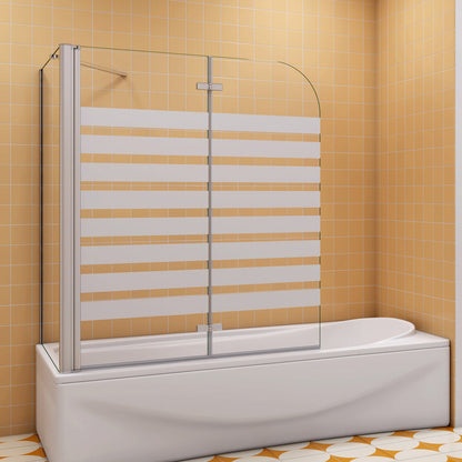 Badewannenfaltwand mit Seitenwand 6 mm NANO Glas 120 cm Chrom Duschwand für Badewanne H.140 cm