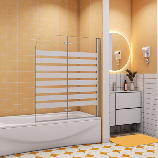 Badewannenaufsatz 6 mm NANO Glas 120 cm Chrom Duschwand für Badewanne H.140 cm