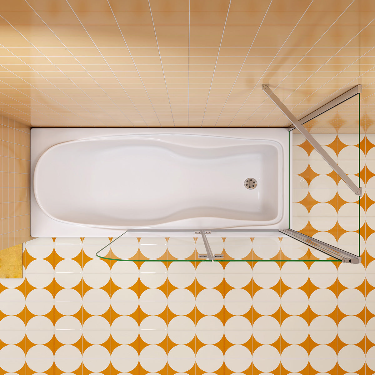 Badewannenaufsatz 110 cm Tiefe 70 cm Seitenwand Dusche Duschabtrennung Duschkabine