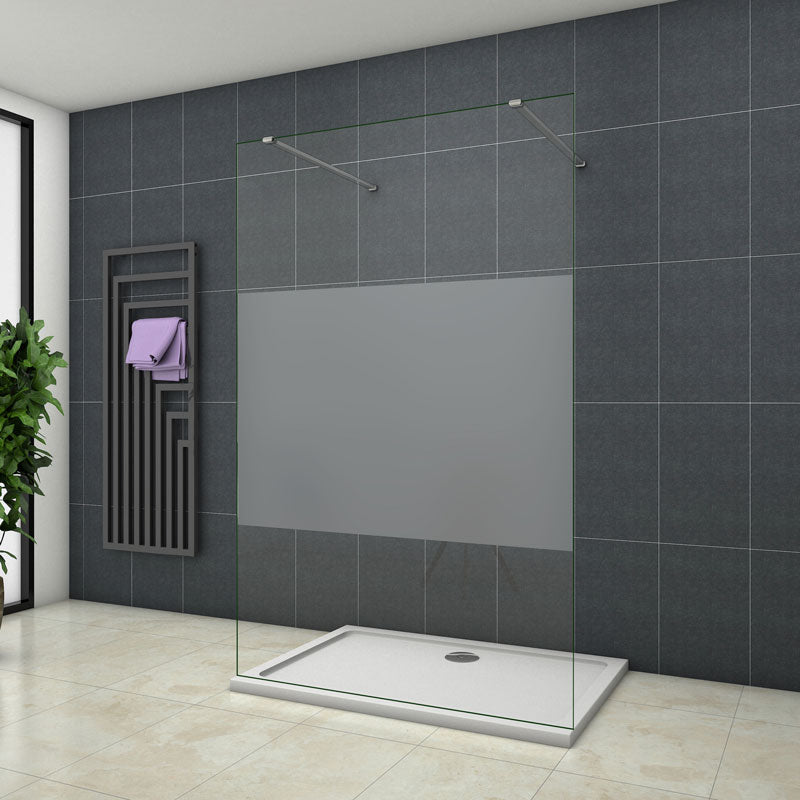 Duschabtrennung 8mm Glas Walk-In Duschwand Glaswand Dusche H.200cm mit 2xStabilisator - L.137.7 cm / 90 cm