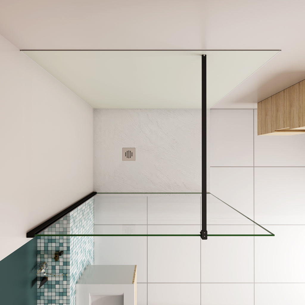 110 x H.200cm 8mm NANO Glas Duschwand ESG  mit B.120 x H.210cm Alu-verbundplatte Elfenbeinweiß Bad