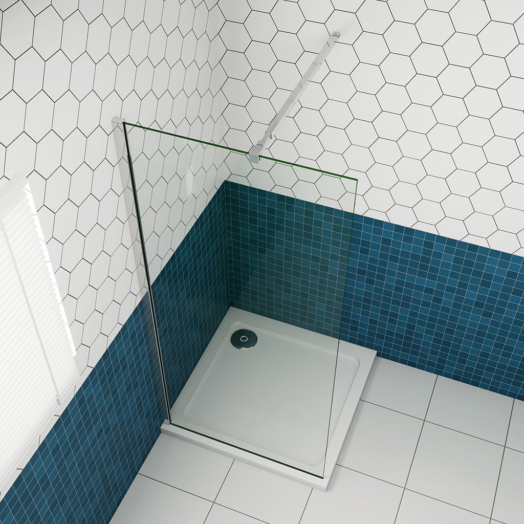 Duschabtrennung Walk-In-Dusche 8mm NANO Glas 80 x H.200 cm mit 73-120cm Stabilisationsstange