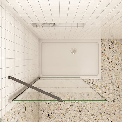 Walk In Duschkabine aus 6mm NANO Glas Dusche H.190cm Duschwand mit Stützstange