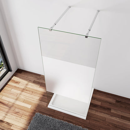 Walk In Dusche Duschwand 107.7 x H.200 cm 10mm Glas mit Glasschutzfolie Stabistange 73-120 cm Duschhaus