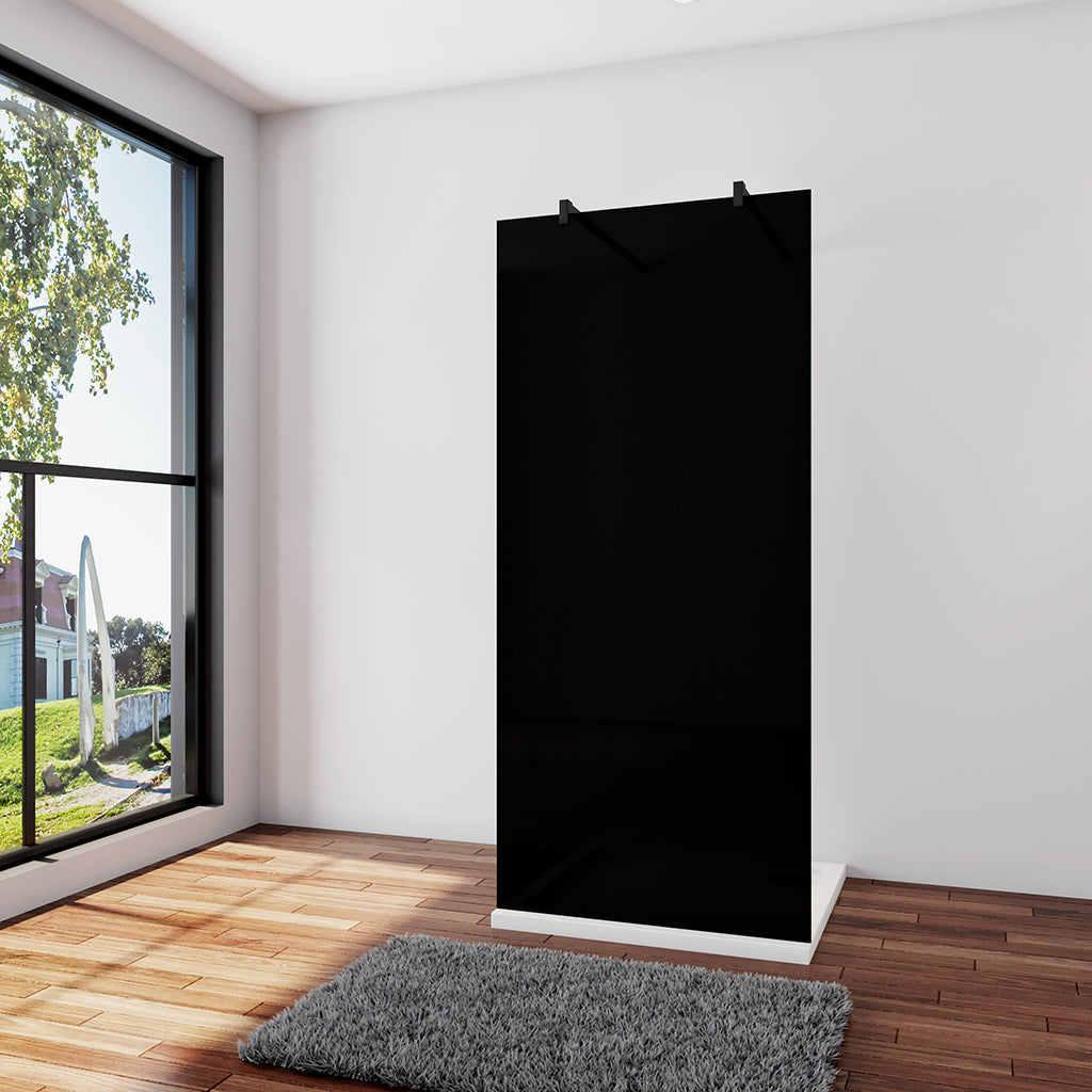 Walk In Dusche Duschwand 107.7 x H.200 cm 8mm Glas mit Glasschutzfolie Stabistange 140 cm Duschhaus