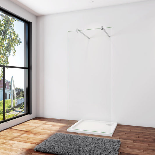 Walk In Duschwand Dusche 117.7 x H.200 cm 10mm NANO Glas Stabistange 140 cm Duschhaus