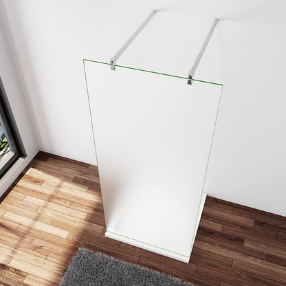 Duschkabine Duschwand Sicherheitsglas 117.7 x 200 cm 10mm Glas mit Glasschutzfolie Stabistange 140 cm Duschhaus