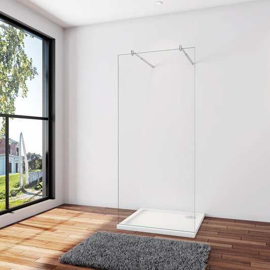 Walk In Dusche Duschwand 117.7 cm 8mm NANO Glas Stabistange 70-120cm Dusche