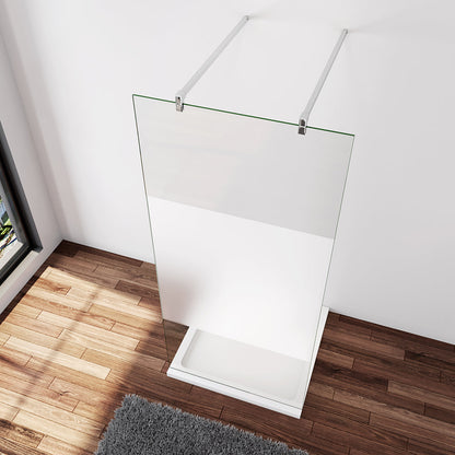 Duschabtrennung Duschwand 137.7 x H.200 cm 10mm Glas mit Glasschutzfolie Stabistange 140 cm Duschhaus