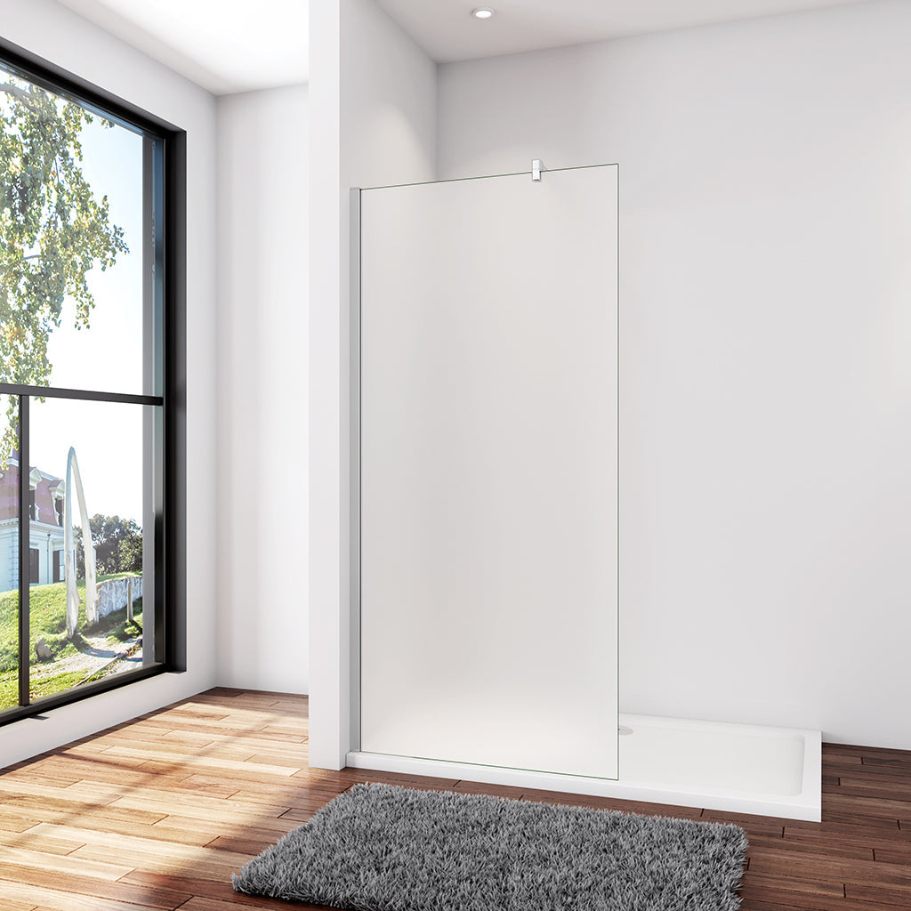 Walk In Dusche Duschwand 80 x H.200 cm 10mm Glas mit Glasschutzfolie Stabistange 140 cm Aluminium Duschhaus