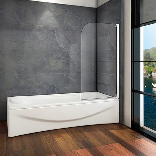 Duschwand Badewannenaufsatz ESG Schwenkbar H.140 cm - L.75 cm