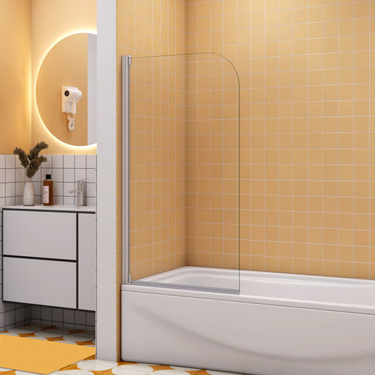 Badewannenaufsatz 4 mm Glas 80 cm Matt Grauweiß Duschwand für Badewanne H.140 cm