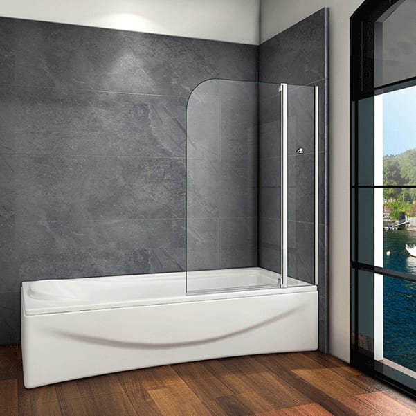 Duschtrennwand für badewanne 2-teilig Duschabtrennung Badewannenaufsatz Glas Dusche 140(H)x100(B)cm