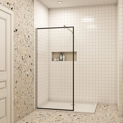 Duschkabine Walk in Duschwand+Stabilisierungsstange Dusche 8mm NANO Glas H. 200 cm